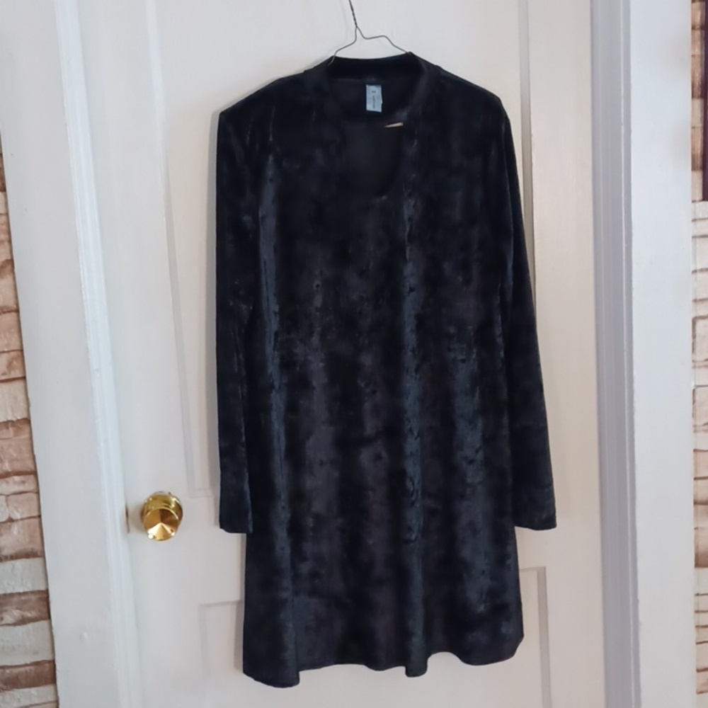 Black velvet swing dress women's size large holiday season dress M Fadis
